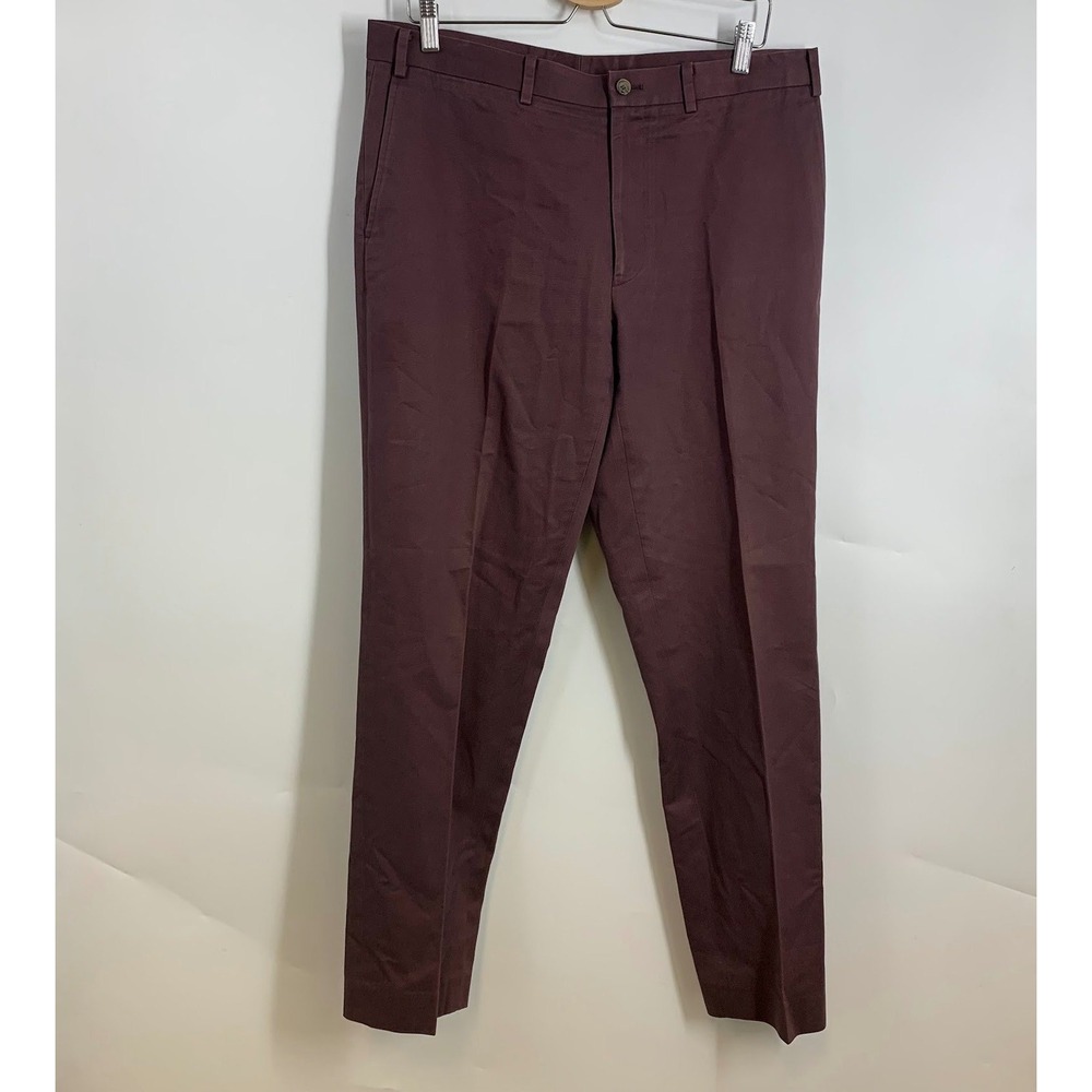 Indochino Mens Burgundy Chinos Flat‎ Front Cotton Dress Pants Size 34